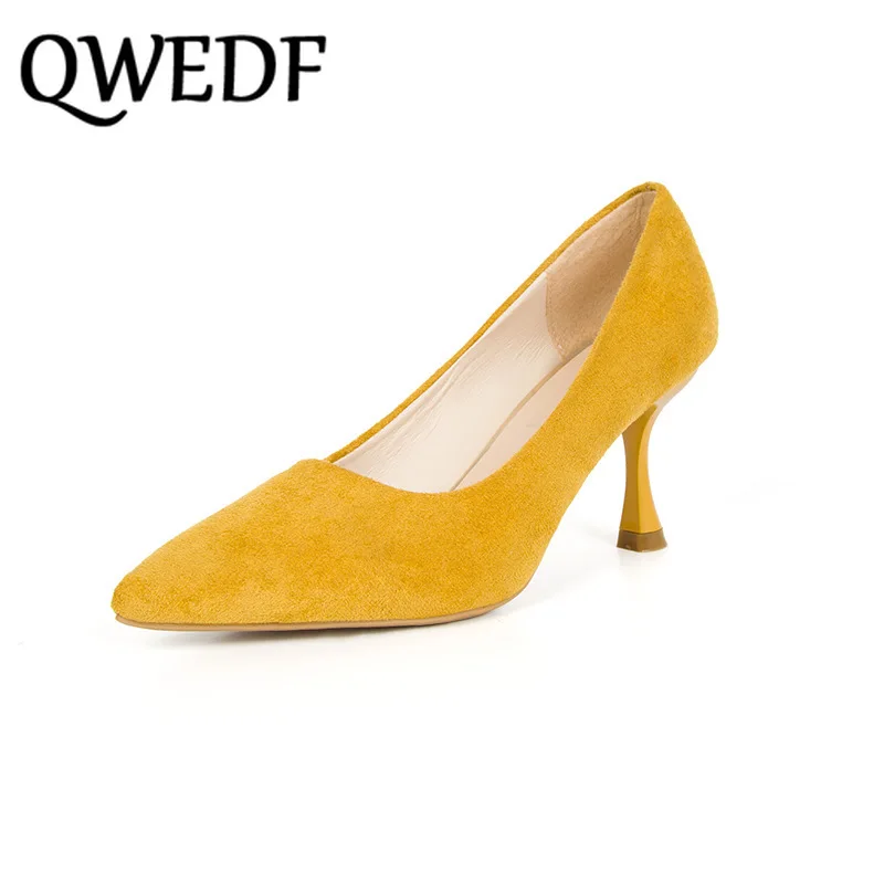 

2019 HOT Women Shoes Pointed Toe Pumps Suede Leisure Dress Shoes High Heels Boat Wedding tenis feminino 6-8cm SD-55
