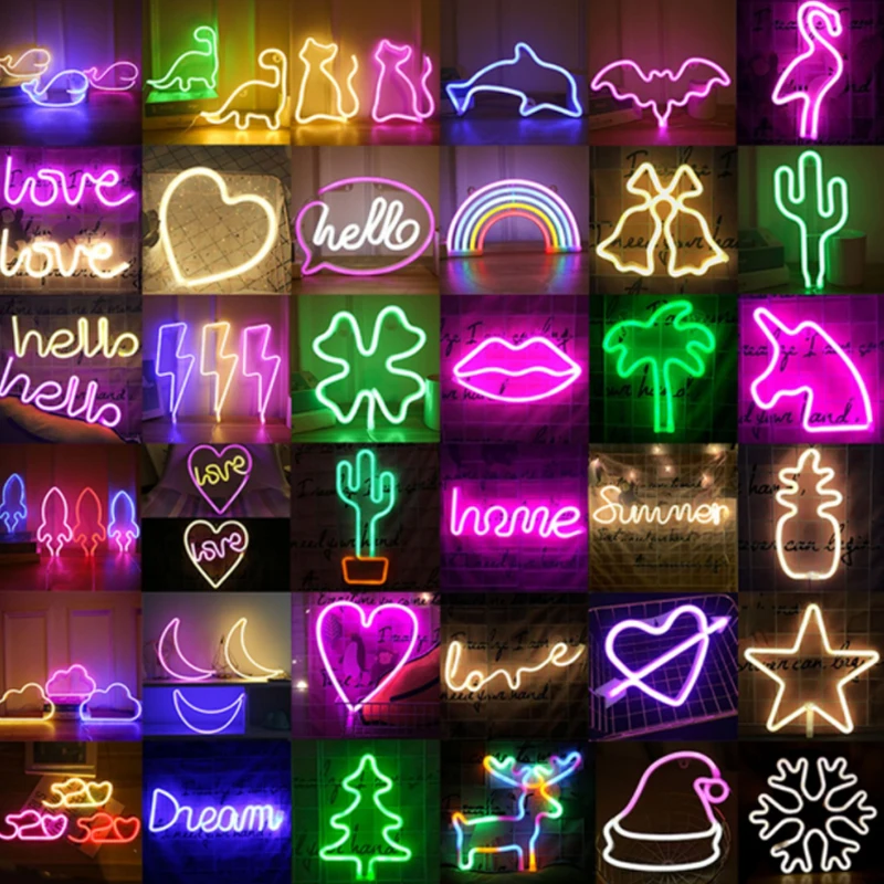 99 Styles Wholesale LED Neon Night Light Sign Wall Art Sign Night Lamp Xmas Birthday Gift Wedding Party Wall Hanging Neon Lamp