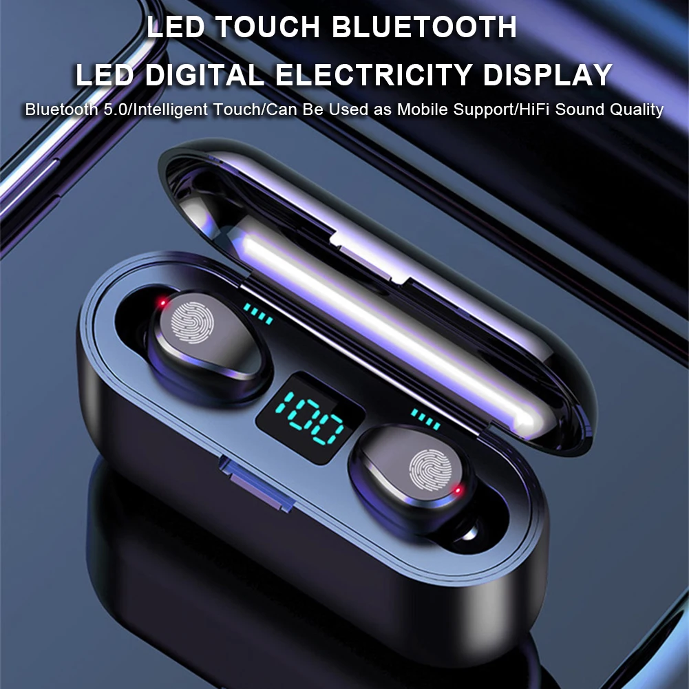 Мини Bluetooth 5 0 Беспроводной наушники Мощность Дисплей сенсорный Управление