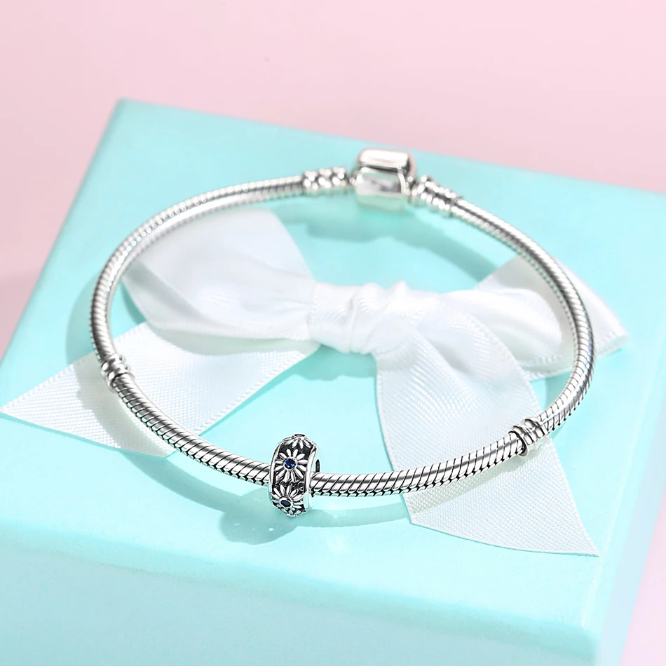 Аутентичные 925 шарма стерлингового серебра со знаком бесконечности Цветочное