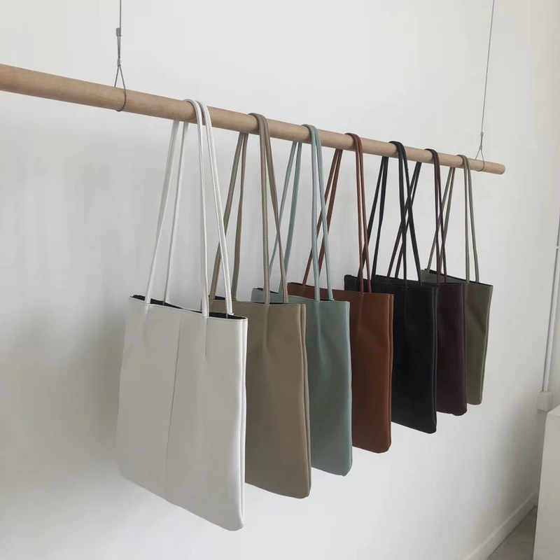 

Однотонные дамские сумочки средней длины в Корейском стиле, Женская Повседневная сумка на плечо из искусственной кожи, комплекты Тонких Да...