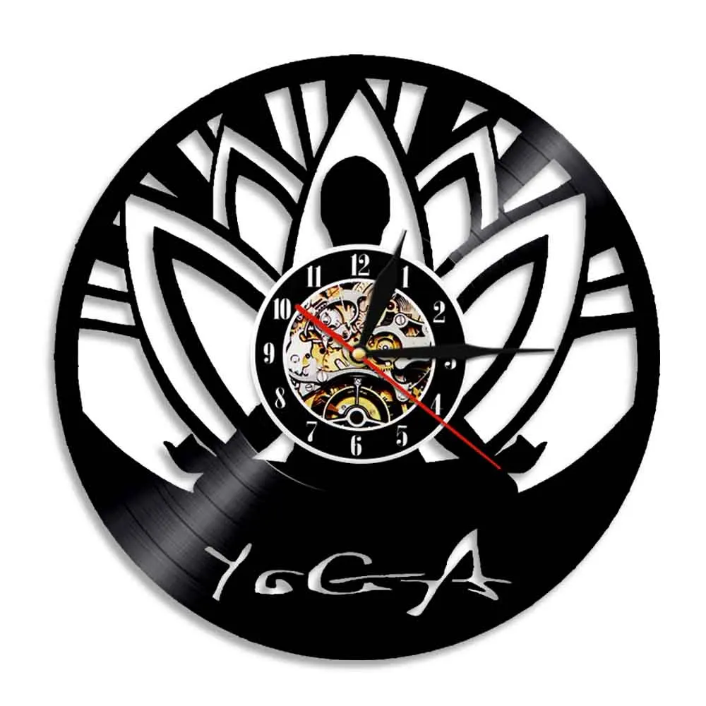 

Yoga Studio Wall Clock Yoga Poses Vinyl Record Wall Clock Modern Design Yoga Wall Decor Art DecorationMandala Home Decor Gift
