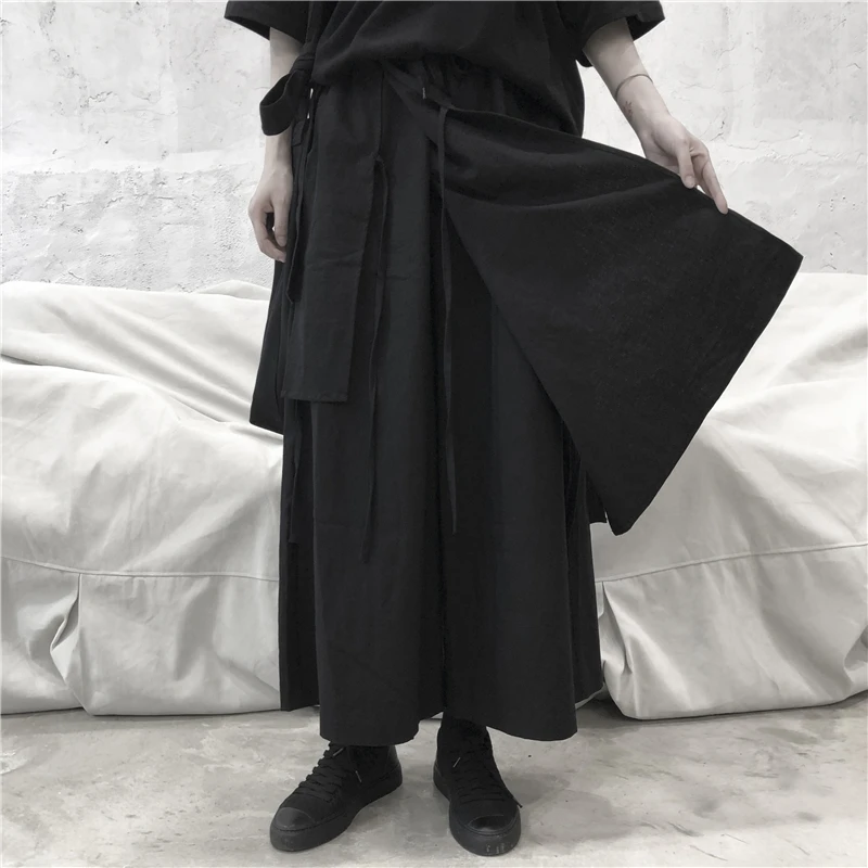 UMI MAO Yamamoto Wind Dark Design Sense Black Nine-point Pants Wide-leg Pants Men Women Couple Loose Pants Skirt Befree Pantalon