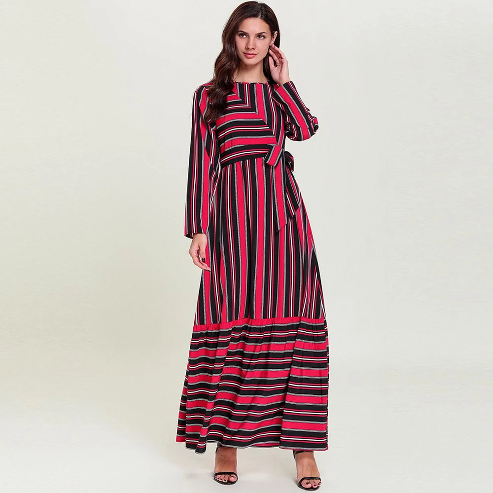 Турецкое мусульманское платье абайя женское марокканское кафтан Полосатое