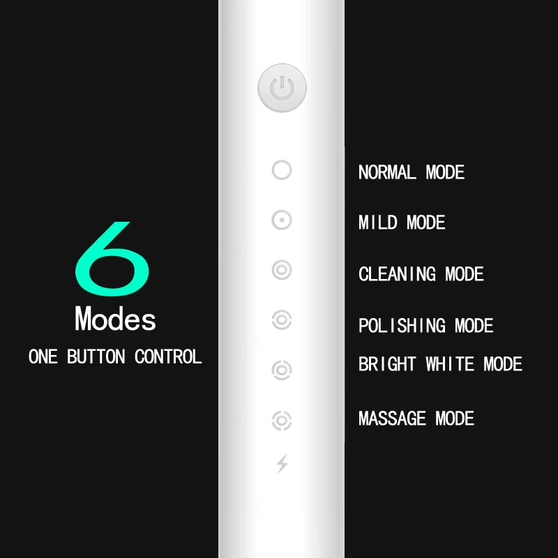 Мощная Электрическая ультразвуковая зубная щетка перезаряжаемая моющаяся