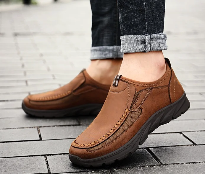 

Мужские повседневные туфли, лоферы, кроссовки, новинка 2021, модная Ретро обувь ручной работы для отдыха, лоферы, повседневная мужская обувь ...