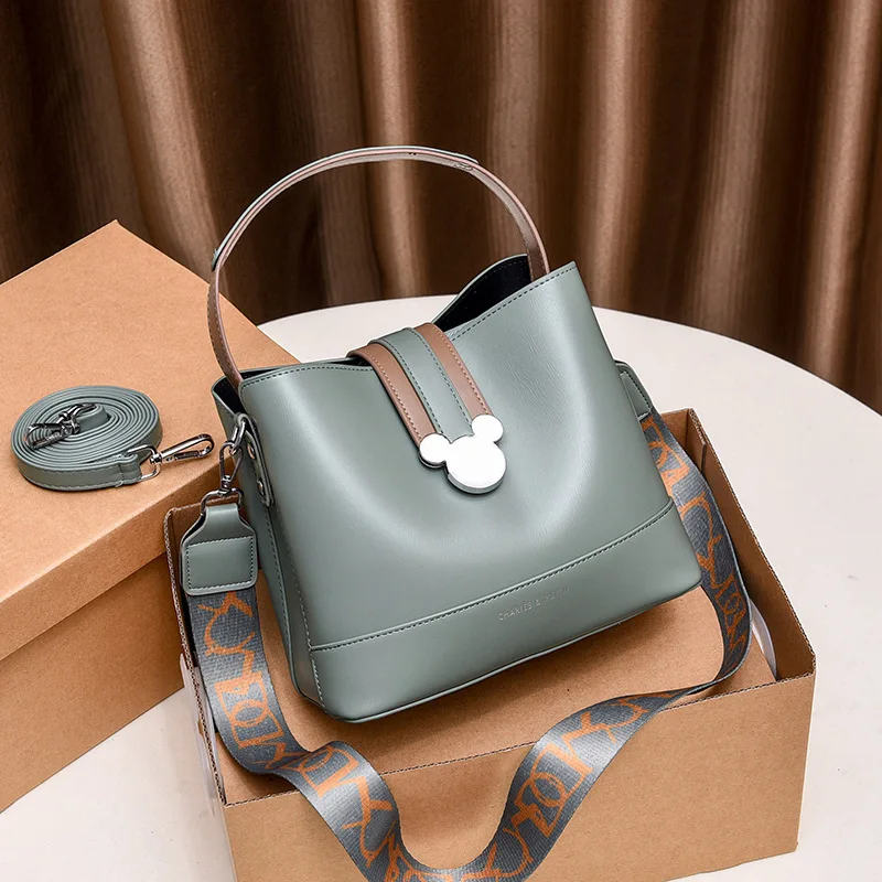 

Disney Cartoon Mickey Retro Ladies Handbag Large Capacity Multifunctional PU All-match Fashion Ladies One-shoulder Messenger Bag