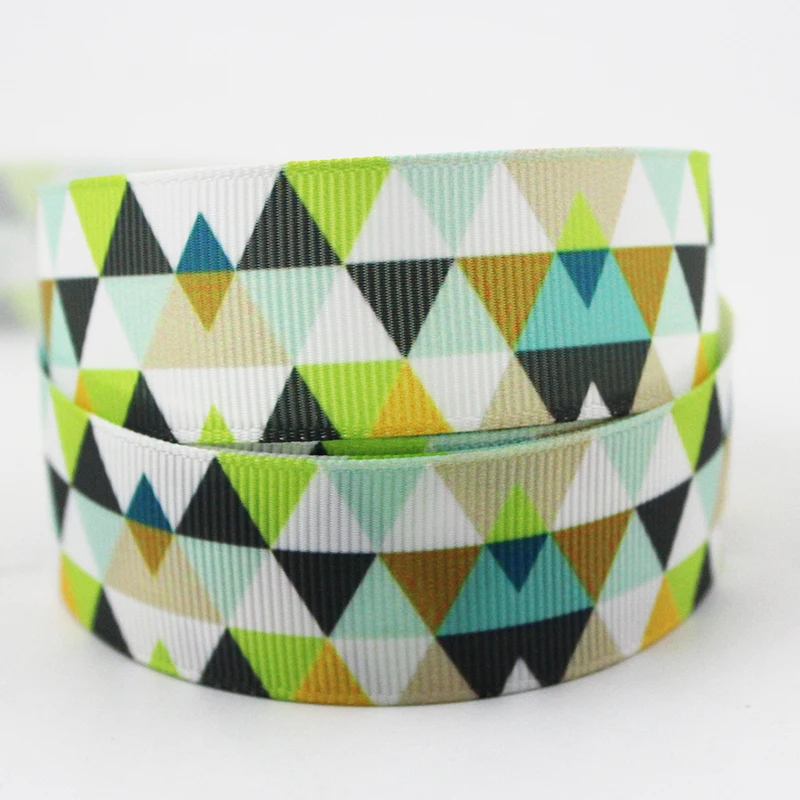 Зеленые геометрические печатные ленты 16/22/25/38/75 мм grosgrain 10 25 50 ярдов DIY банты для