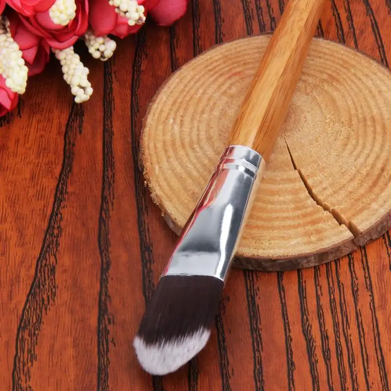 Facial Mask Brush Portable Cosmetic Tool Makeup Foundation Fiber Hair Bamboo Handle Powder Concealer Face | Красота и здоровье