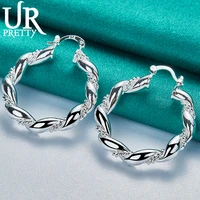 urpretty 925 sterling silver 30mm twisted round hoop earring for women wedding engagement jewelry christmas
