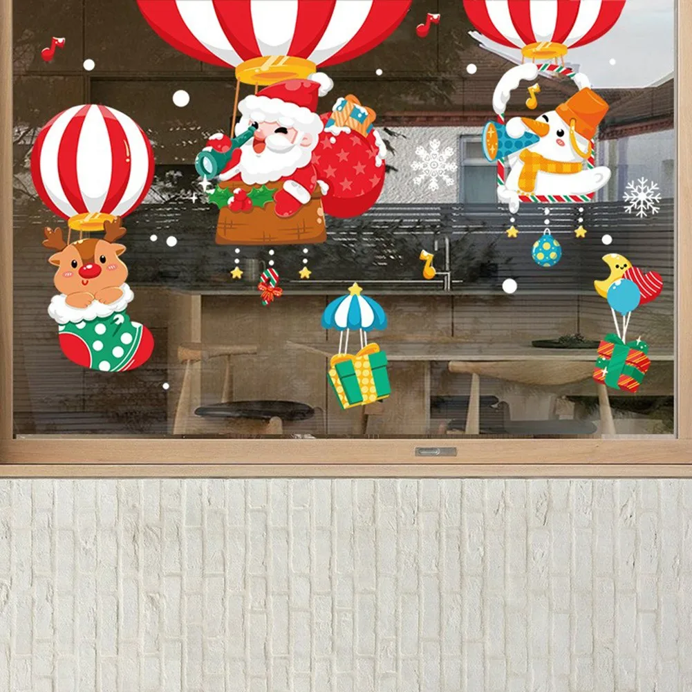 

Christmas Glass Stickers Home Decor Santa Claus Window Stickers Wall Ornaments Door Shop Window Sticker Christmas Decoration