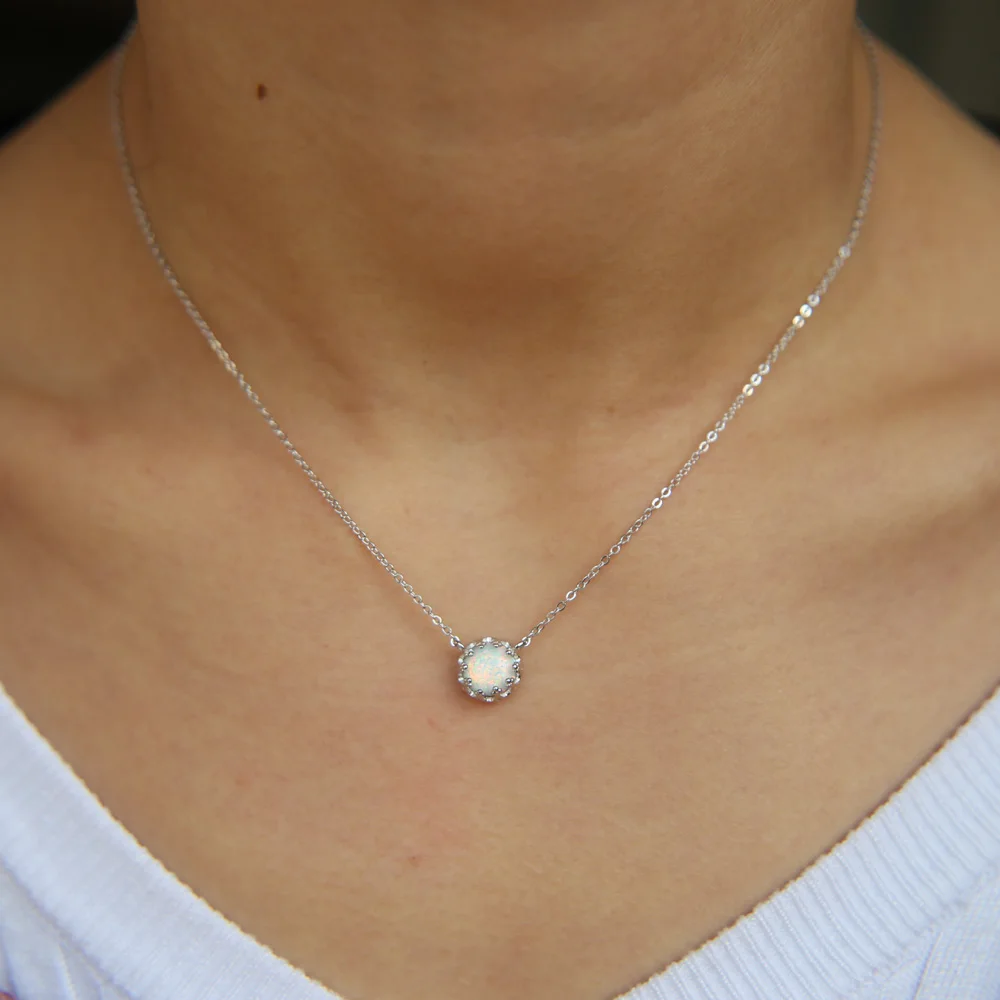 Ожерелье чокер из серебра 925 пробы с опалом|thin chain necklace|chain necklacefashion necklace |