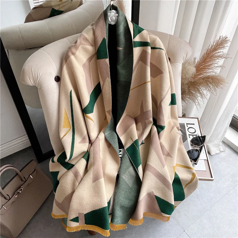 

Warm Winter Scarf for Women Cashmere Print Thick Luxury Blanket Foulard Female Pashmina Bufanda Shawl Wrap 2022 Designer Echarpe
