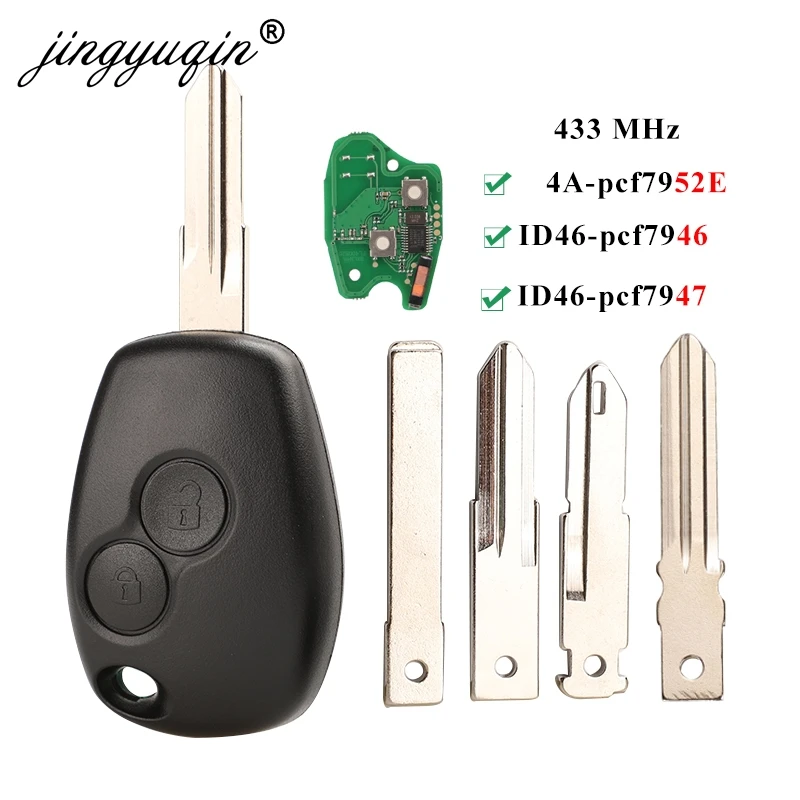 jingyuqin 2BTN Remote Key For Renault Duster Modus Clio 3 Twingo DACIA Logan Sandero Kangoo 433MHz PCF7946 PCF7947 pcf7952E Chip