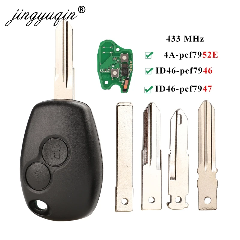 Jingyuqin 2BTN дистанционный ключ для Renault Duster Modus Clio 3 Twingo DACIA Logan Sandero Kangoo 433 МГц PCF7947 pcf7952E