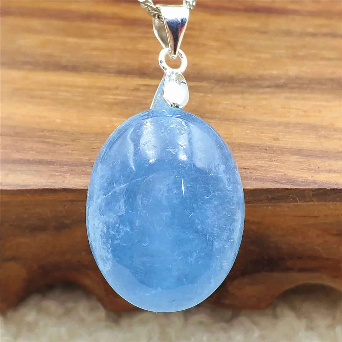 

Подлинный натуральный синий Аквамариновый Овальный Кулон 22x17x10 мм из Бразилии женские модные ювелирные изделия ожерелье AAAAA