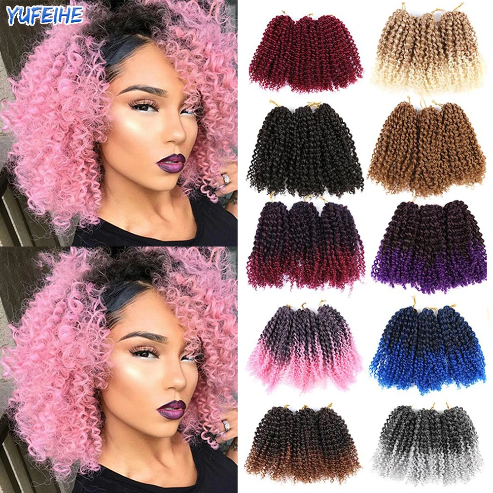 

Yufeihe 8Inch Synthetic Marly Bob Ombre Hair Extensions Jerry Curl Jamaican Bounce Crochet Hair Afro Kinky Curly Crochet Braids