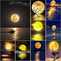 new 5d diy diamond painting night view diamond embroidery full square round drill full moon cross stitch home decor manual gift