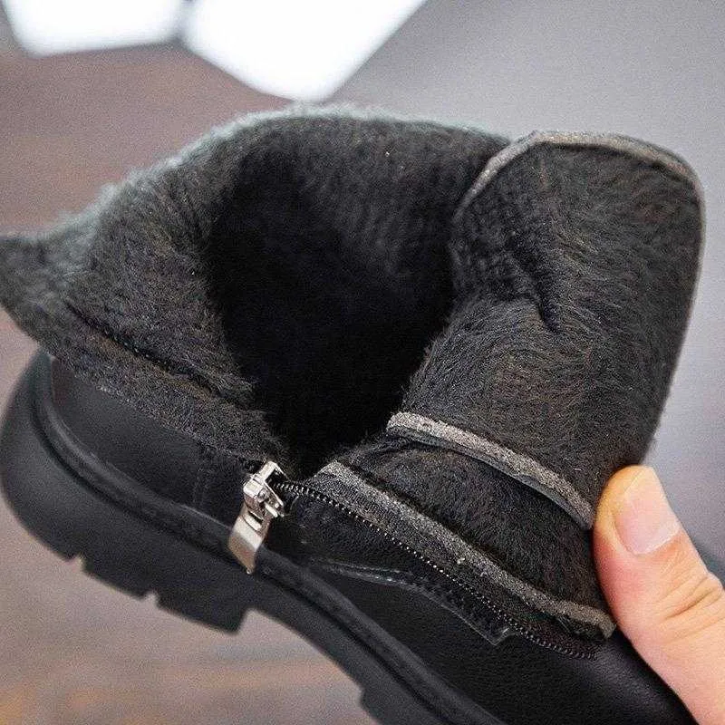 

New Autumn Winter Children's Boots Girls Martin Boots Casual Plush Warm Boys Leather Shoes Fashion Kids Sneakers Girl Snow Boots