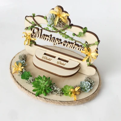 Custom up letter On sale custom name Anniversary Engagement rings bearer pillow wood wedding flower rustic ring box - Цвет: Custom up letter