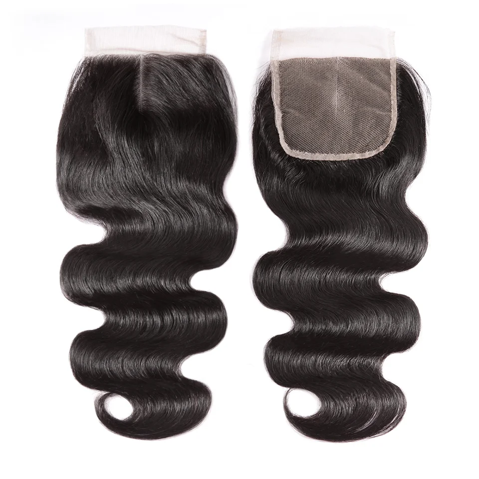 Волнистые пряди с закрытием из волнистых волос 4x4 кружевами 7A Remy человеческие