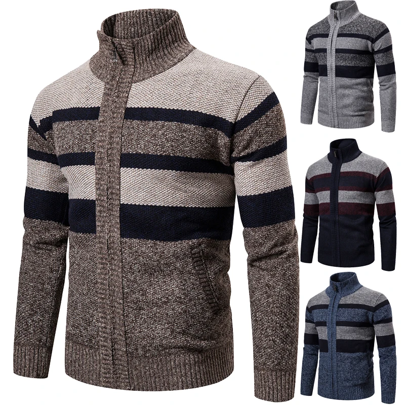 

Осенне-зимний спортивный облегающий кардиган для улицы мужские повседневные рубашки с длинным рукавом шерстяной Теплый джемпер с воротник...