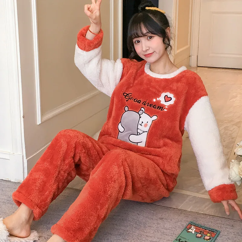 LY Высококачественная удобная плюшевая Пижама Женская осенне зимняя плотная