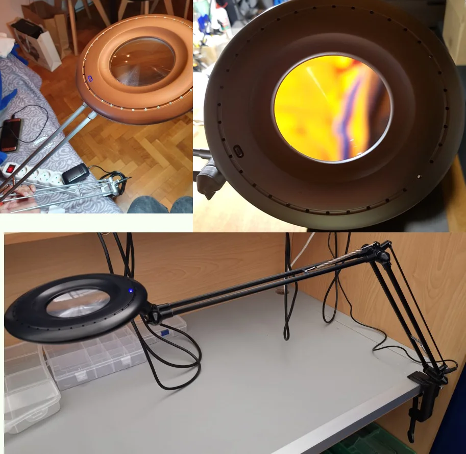 Светодиодная лампа с увеличительным стеклом настольная регулируемым поворотным