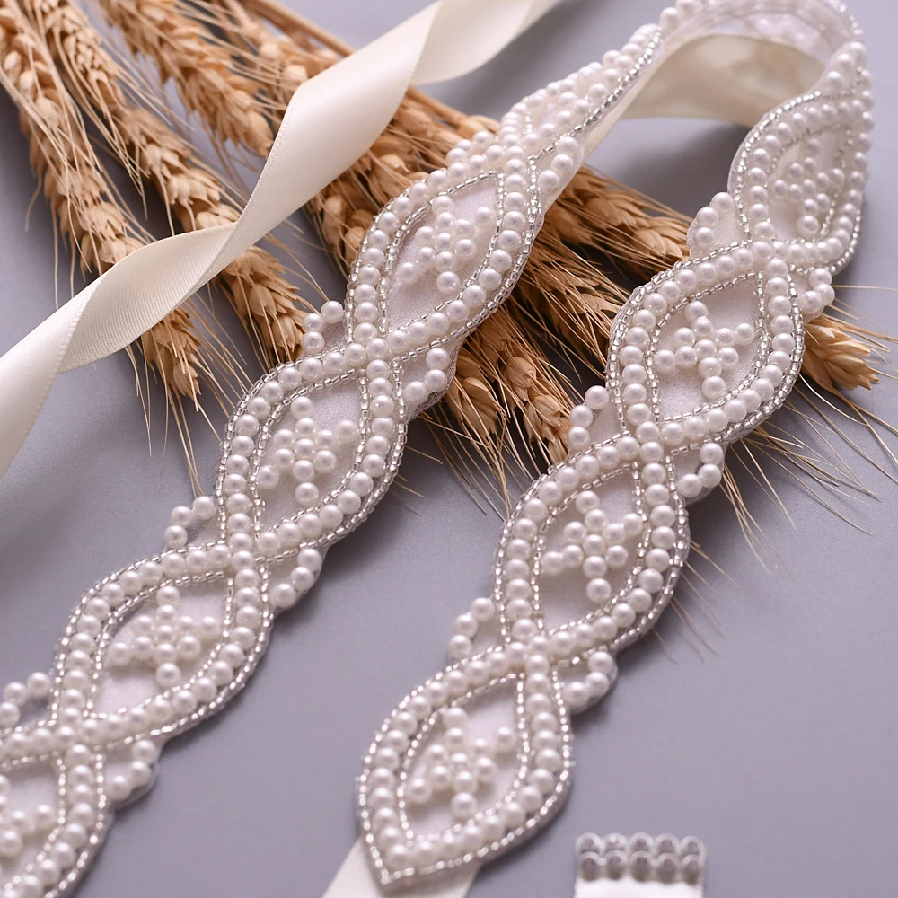

TRiXY S353 Pearls Wedding Dress Belt Woman Party Belt Prom Dress Belt Beaded Pearl Wedding Belt Ribbon Bridal Belts Wedding Sash