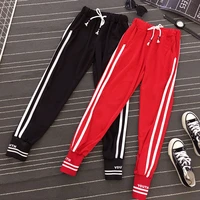 women jogger pants 2022 new spring and autumn letter stripe female ankle length pants student teenager girls black red n45