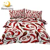 BlessLiving Chili Pepper Bedding Set Vegetable Duvet Cover Set Vegetarian Food Bedclothes Spicy Mexican Pepper Home Textile 3pcs 1