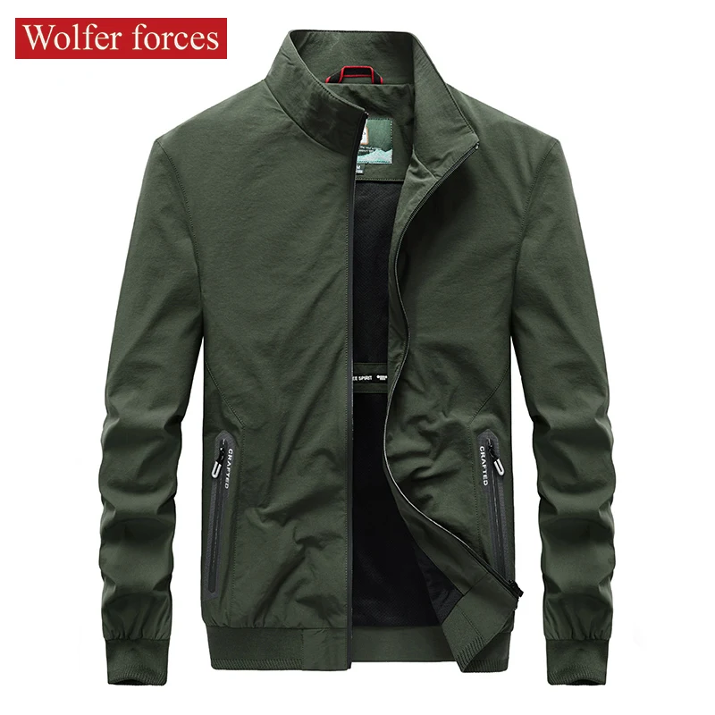 Casual Jacket Men's Spring and Autumn Jacket Loose Size Versatile Elastic Windproof Stand Collar Casual Coat Fashionable