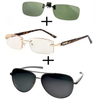 3pcs titanium gentleman diamond cut reading glasses men women polarized sunglasses driving pilot sunglasses clip