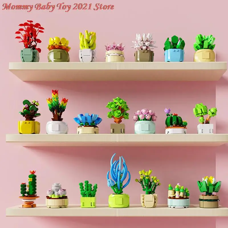 

New Technical Mystery Toys Boxes Building Blocks Plant Succulent Model Mini Gifts For Kids Children Girl Random Box Decorations