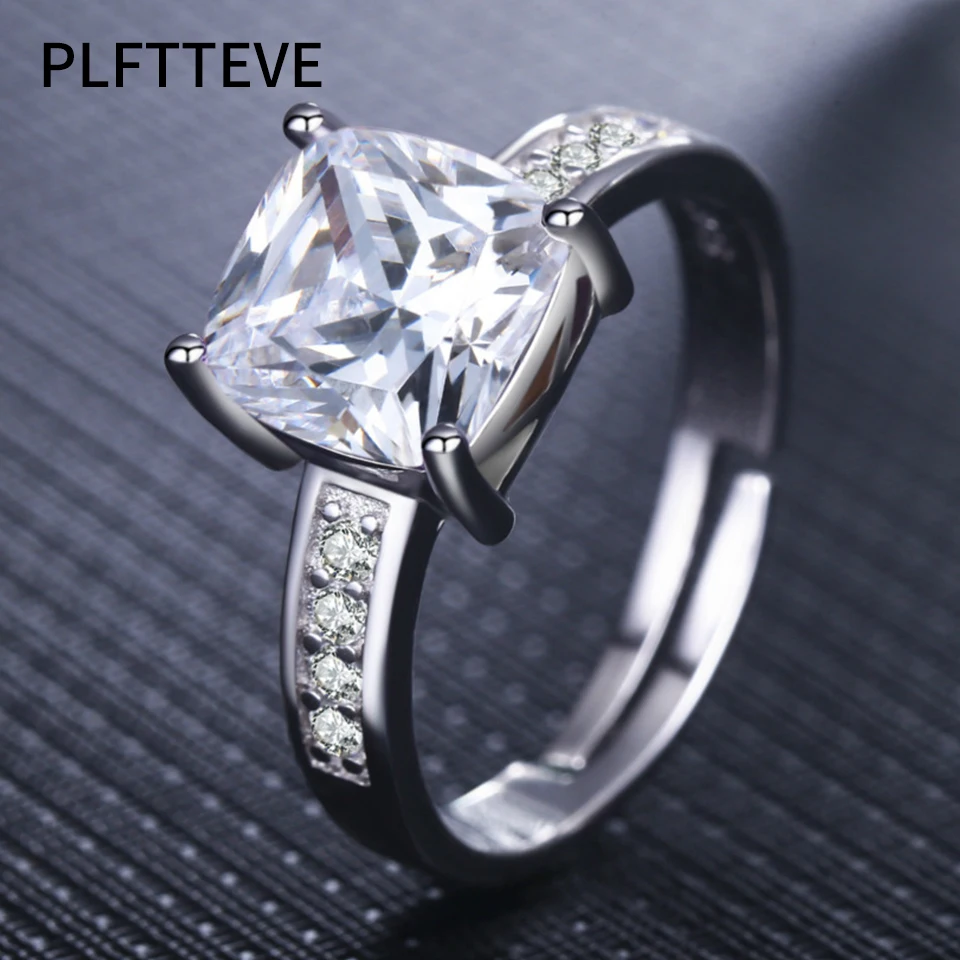 Zircon Red Purple Stone Rings For Women Rose Gold Silver Color Open Adjustable Engagement Wedding Female Ring Fashion Jewelry | Украшения и