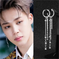 kpop jewelry single stainless steel round bead chain earrings 2021 bangtan boys jimin earring fashion boys girls jewelry bts 588