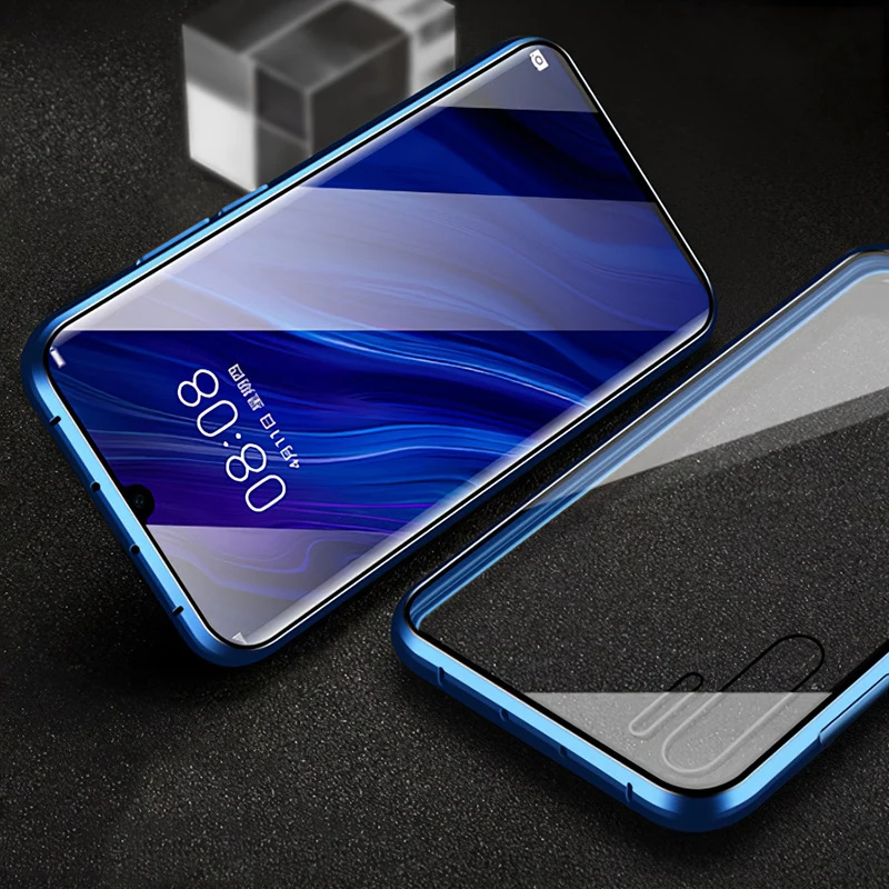 Роскошный 2-й Магнитный поглощающий металлический чехол для huawei Nova 5 5Pro Передняя Задняя Двусторонняя стеклянная крышка для телефона Nova5 Pro Coque - Цвет: Blue  Double Glass