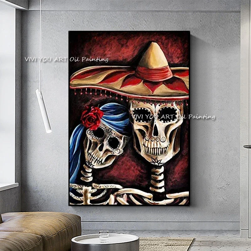 

Best Handmade Uhomate Jack Sally Oil Painting Characters Canvas Paintings Wall Art Skeleton Picture Posters Home Decor Cuadros