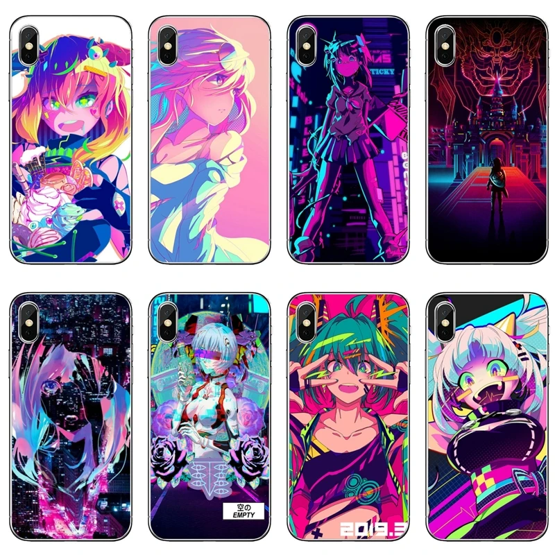 Аниме неоново они для девочек мягкий прозрачный чехол телефона Samsung Galaxy J7 J5 Prime pro