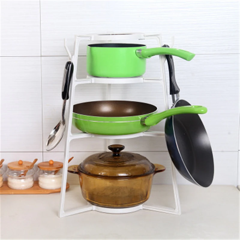 4 слоя Кухня стеллаж для хранения напольная подставка Пластик горшок посуда