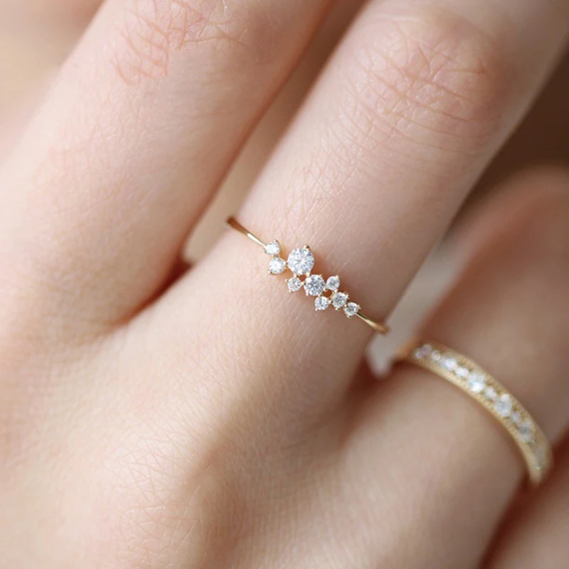 Más fresca anillo de compromiso para mujer Multicolor AAA Zircon boda joyería de moda Simple y elegante Anillos de dedo para mujer Anillos