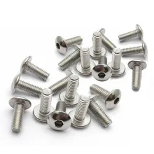 20pcs Stainless steel Big Flat Round Head Inner Hexagon Screw Bolt M6 6mm M5 5mm for Motorcycle Scooter ATV Moped Plastic Cover