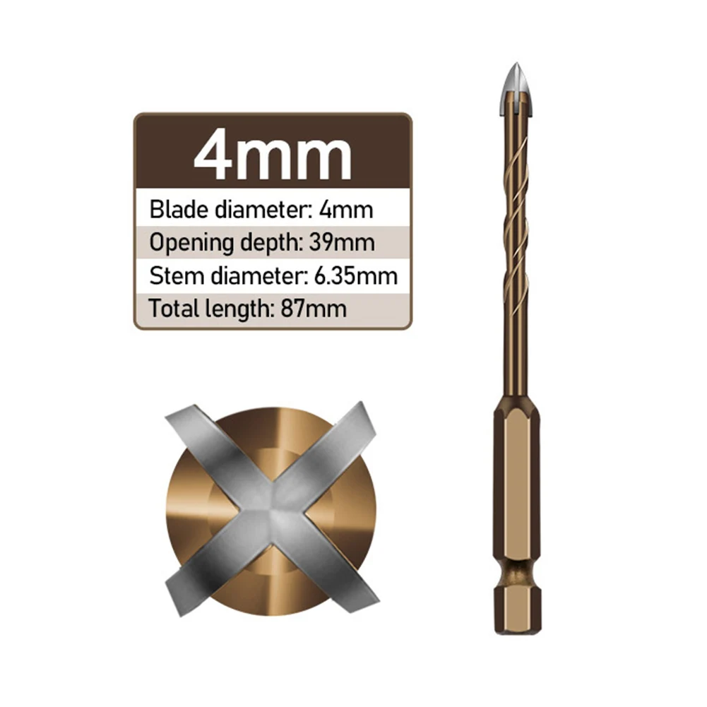 

3/4/5/6/8/10/12mm Cross Hex Tile Drill Bits Set for Glass Ceramic Concrete Hole Opener Hard Alloy Triangle Bit Tools