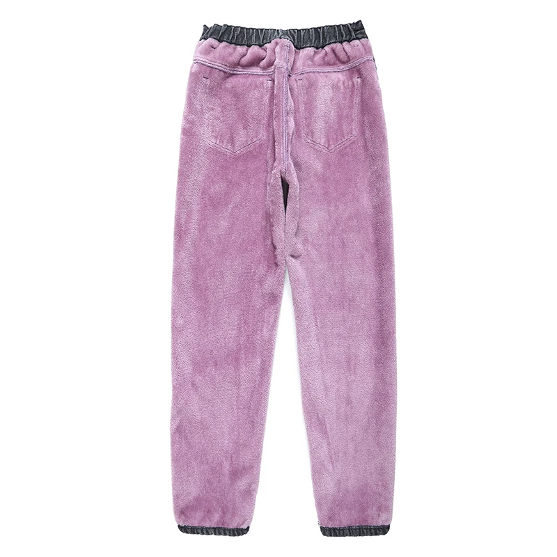 

Winter Purple Fleece Warm Thick Plus Velvet Women Straight Harlan Jeans High Waist Female Boyfriend Jeans Denim Pencil Pants