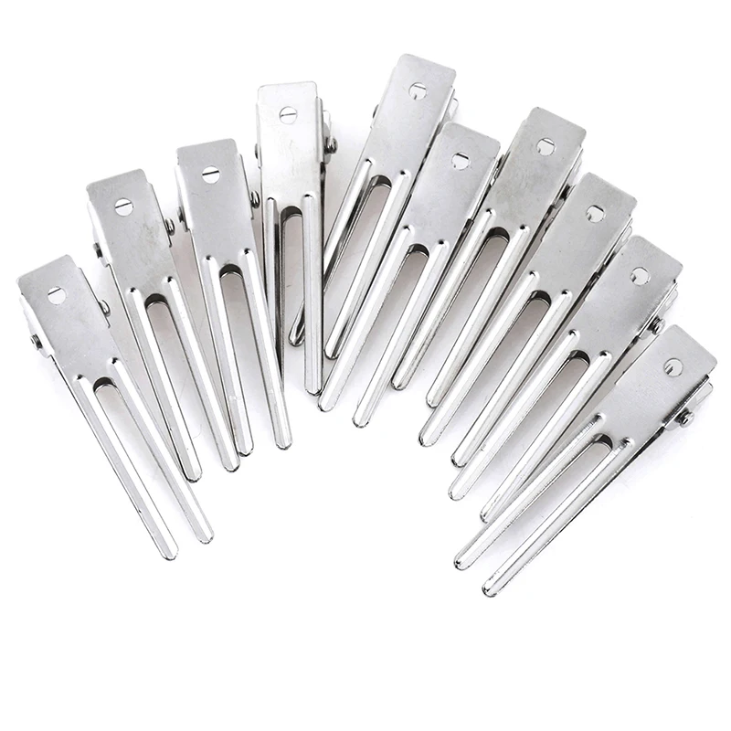 

Заколки для волос с двумя зажимами 46 мм, плоские металлические шпильки без зубцов, аксессуары для укладки волос «сделай сам», 10 шт.