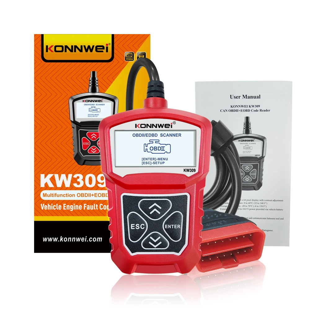 Диагностический сканер KONNWEI KW309 OBDII считыватель кодов диагностики двигателя