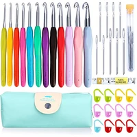 mixed crochet hooks needles tools yarn knitting needles sewing tools kit with bag 2 8mm with comfort soft rubber grip 1set