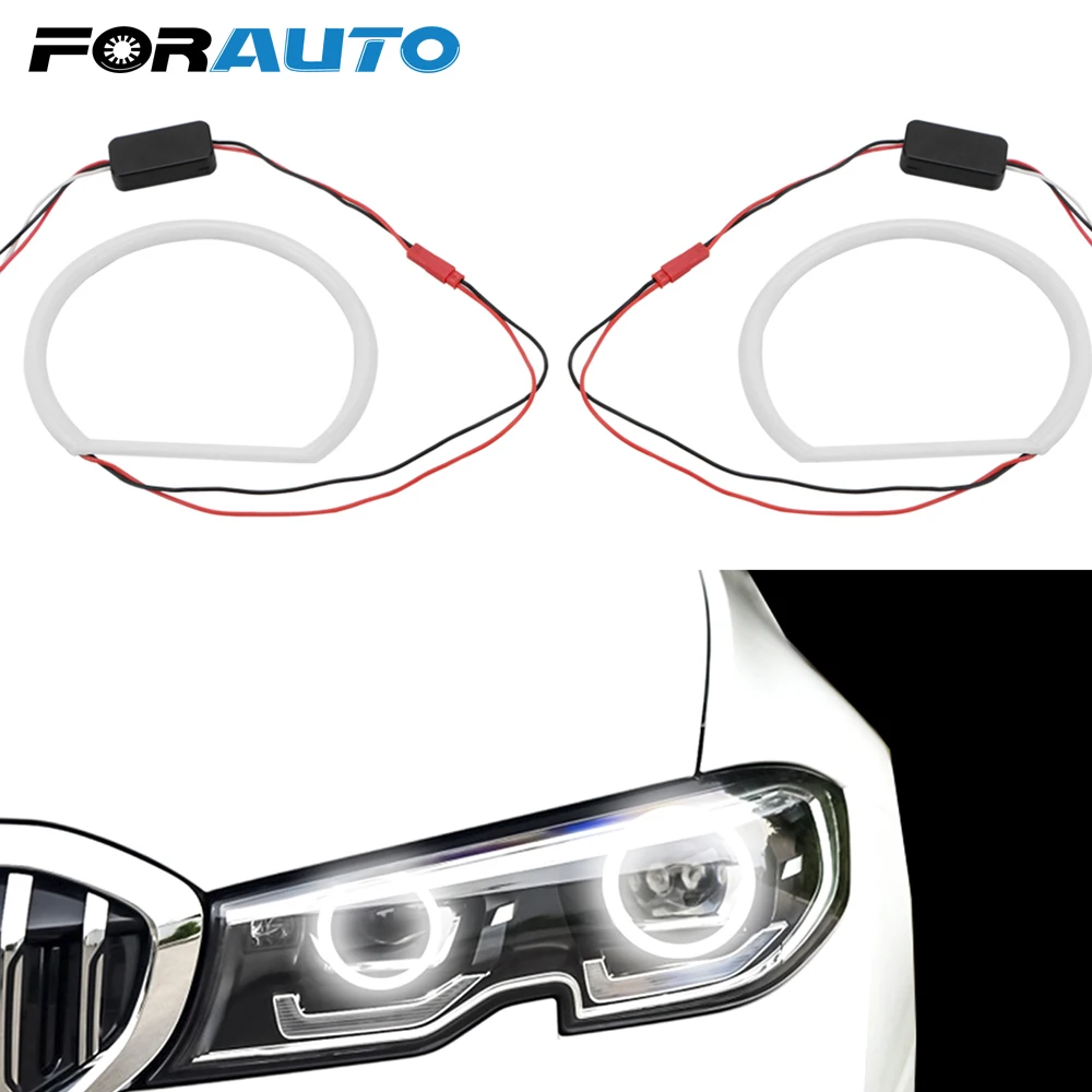 

FORAUTO ультра яркий 2x131 мм 12 В Белый Halo хлопковый светильник для автомобиля SMD светодиодный ангельские глазки без проектора для BMW E46 автомобиль...