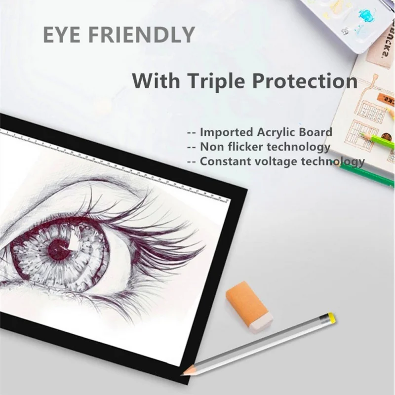 LED Light Drawing Tablet Children A4 Magic Pad Sketch Sign Mirror Copy Digital Dimming Air Flow Tracing Board for Kid | Канцтовары для