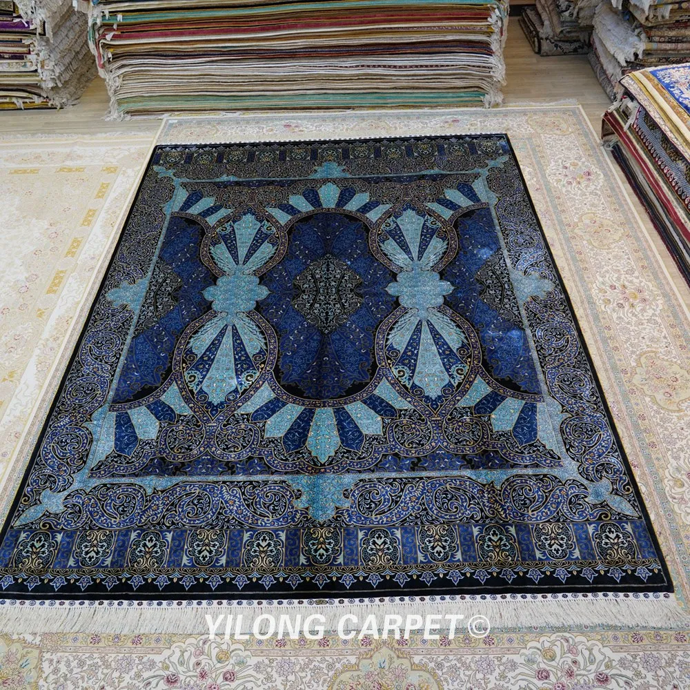 Koop Yilong 8 'X 11' Turkse Traditionele Handgeknoopte Zijden Kleed Oversized Antieke Familie Tapijt (YWX141A)